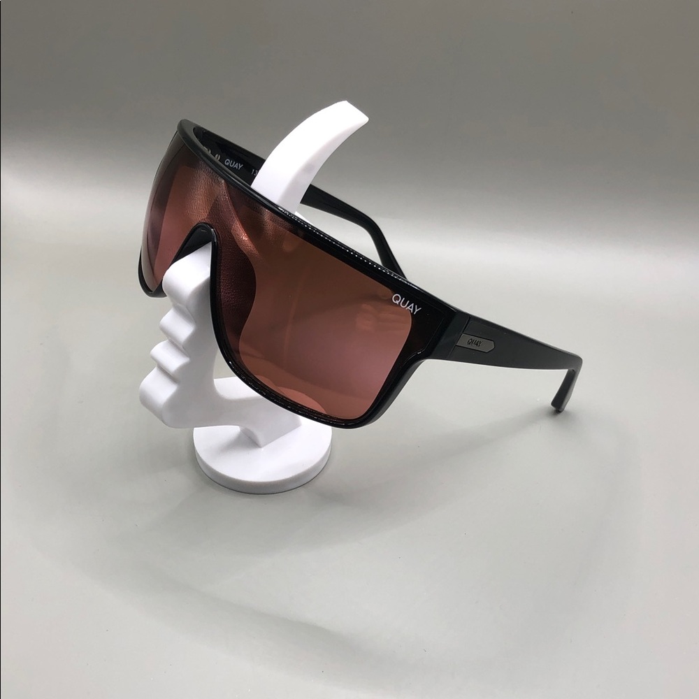 Quay Australia Nightfall Curve Shield Sunglasses Black Brown Unisex